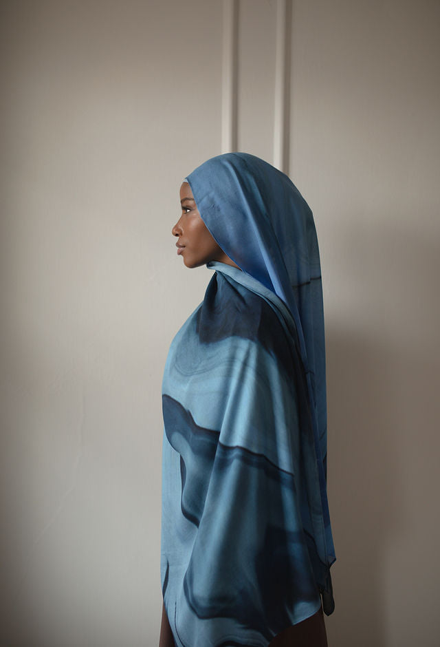 Aqua Printed Modal Hijab